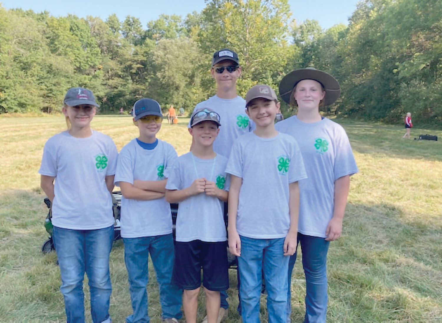 Several local shooters had success in the .22 competition. Locals shown include, front row: Kataryna Davis (first place, junior), Kit Benne, Easton Hinkle and Tyler Kelly.  Back row: Warren Hinkle (fourth place, intermediate) and Shiane Parish (10th place, intermediate). Not pictured: Tucker Richardson and Sean Boone. Davis was first place in the junior division at the state smallbore .22 competition.